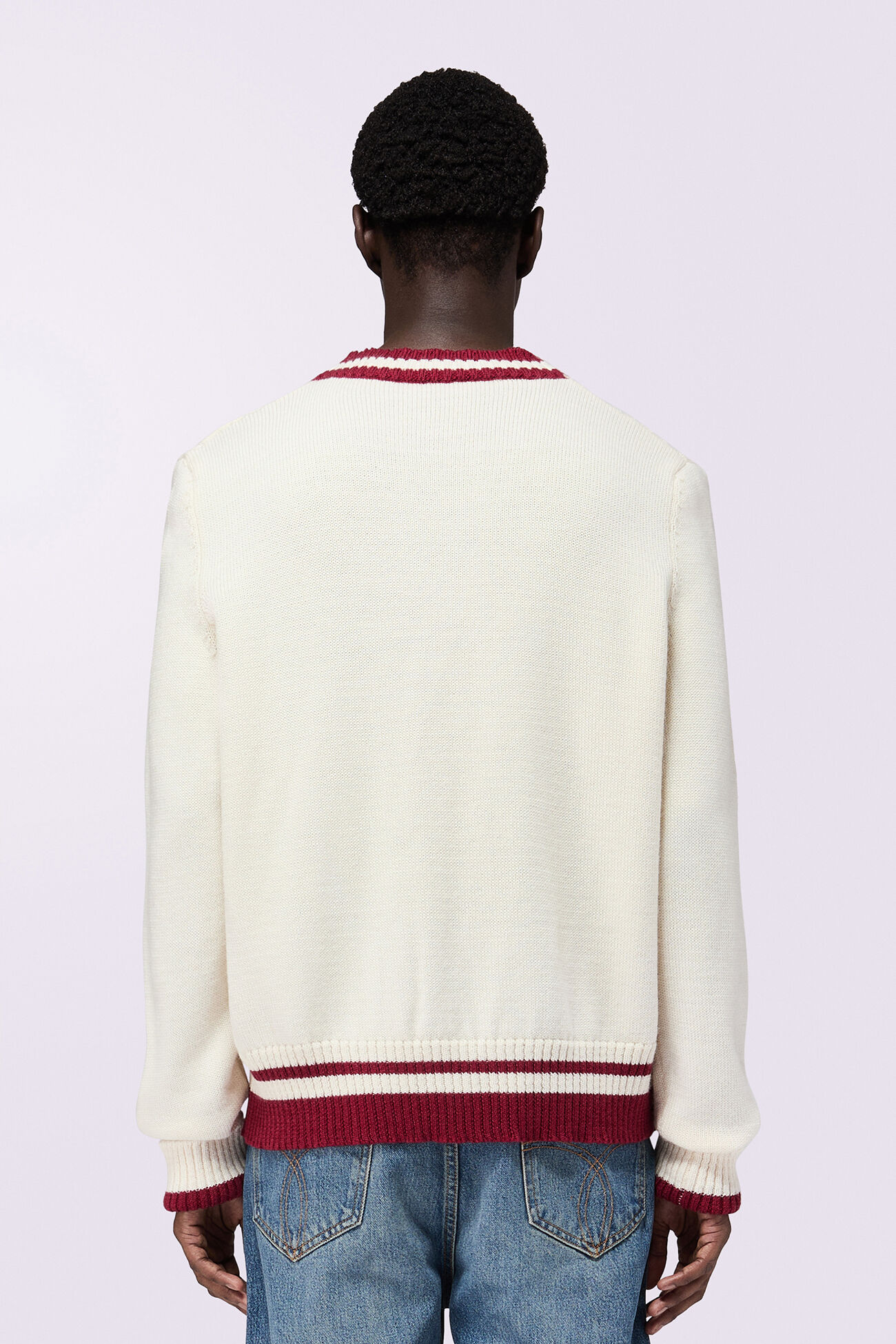 Double Heart Wool Cardigan Cream